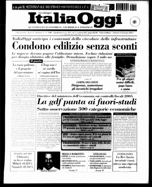 Italia oggi : quotidiano di economia finanza e politica